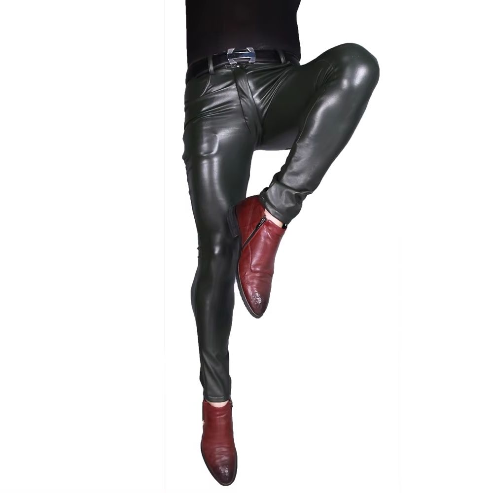남성 펑크 PU 인조 가죽 바지 고탄성 스키니 부츠컷  - Motorcycle Gear Mens 리뷰 및 가격