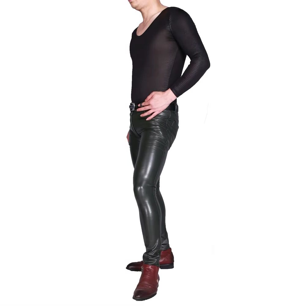 남성 펑크 PU 인조 가죽 바지 고탄성 스키니 부츠컷  - Motorcycle Gear Mens 리뷰 및 가격